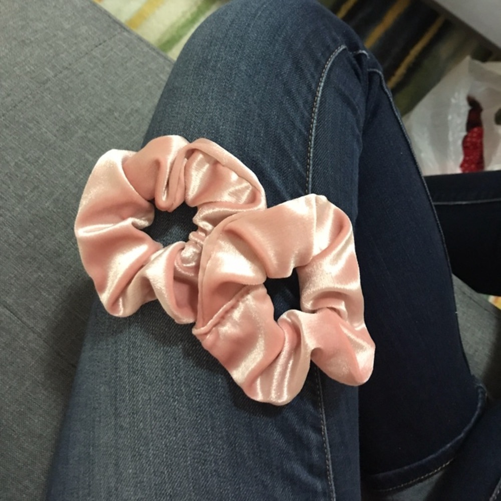Pink Velvet Scrunchie